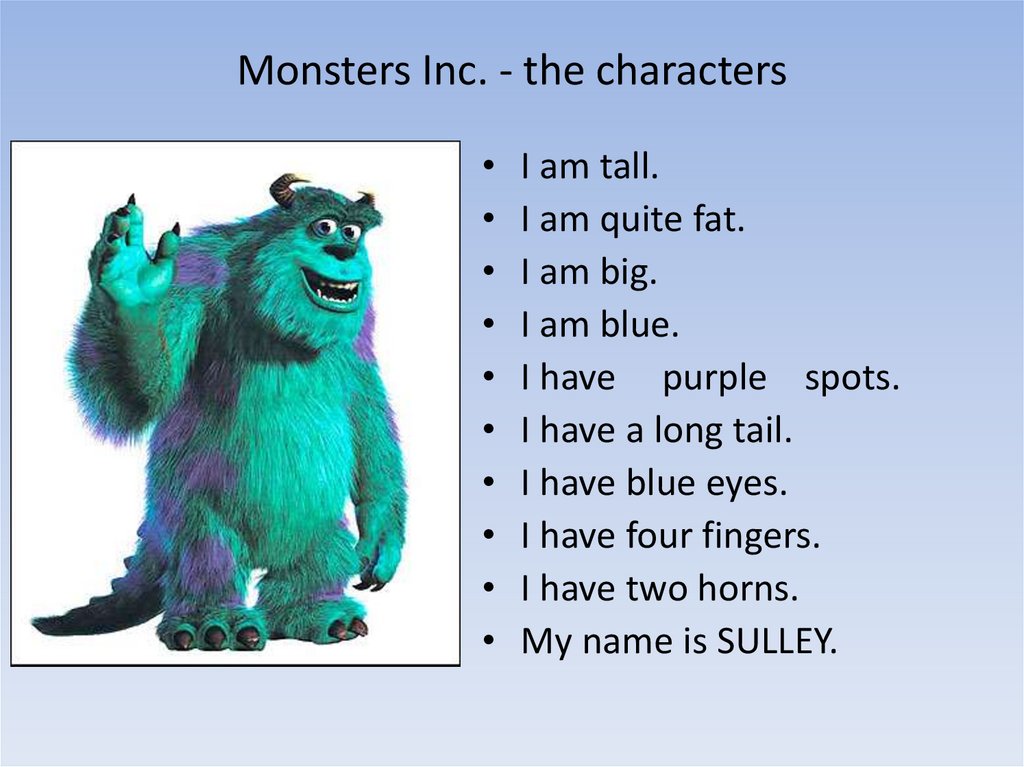Monsters Inc. - the characters 