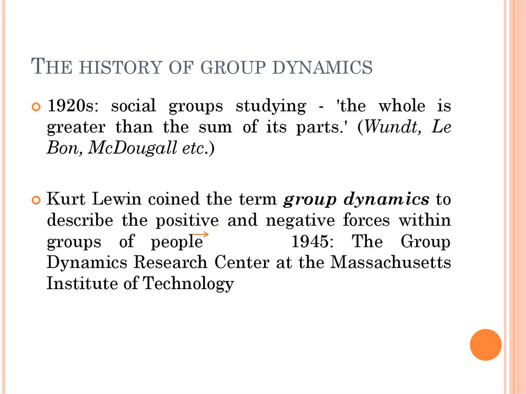 The history of group dynamics