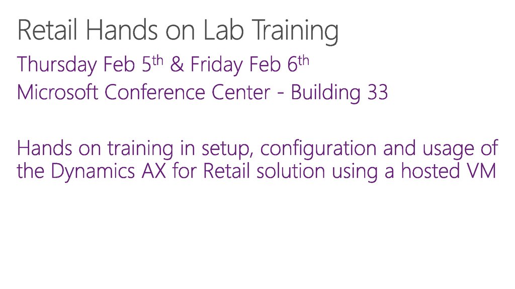 Retail Hands on Lab Training
