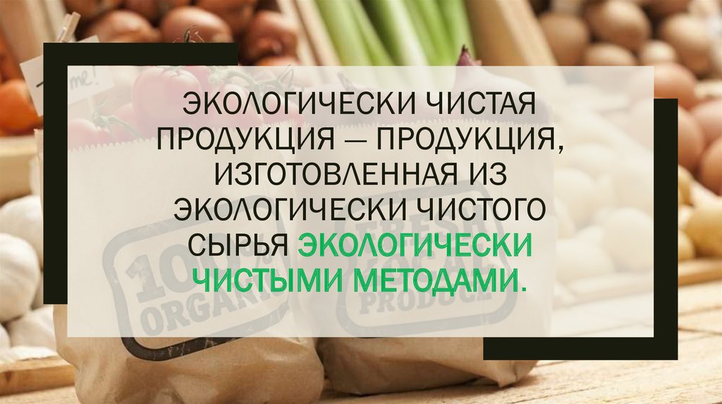 Бизнес план производство экологически чистой продукции