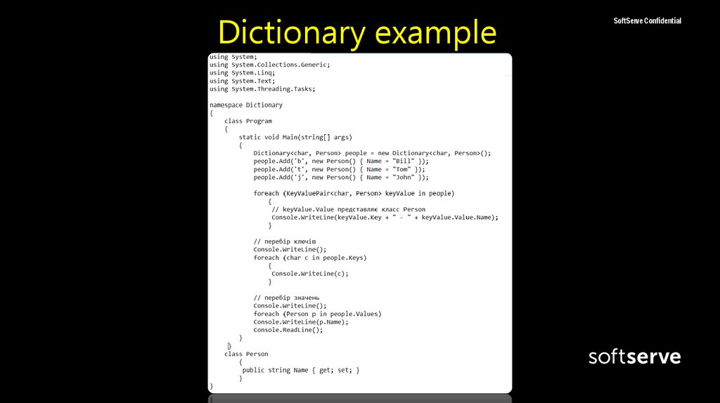 Dictionary example