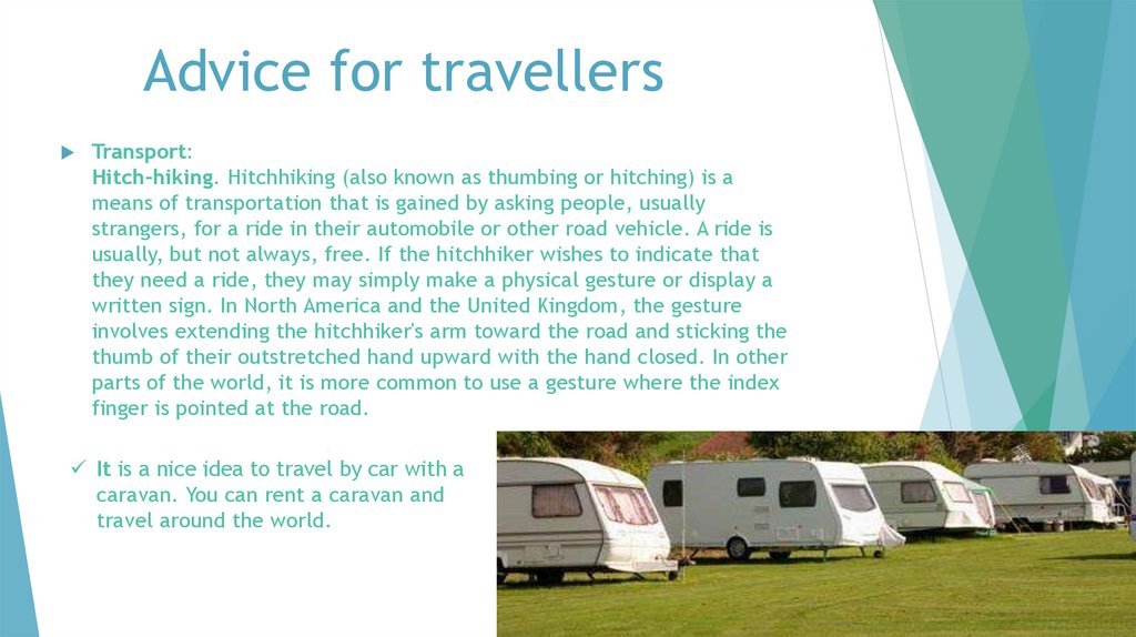 Text about travelling