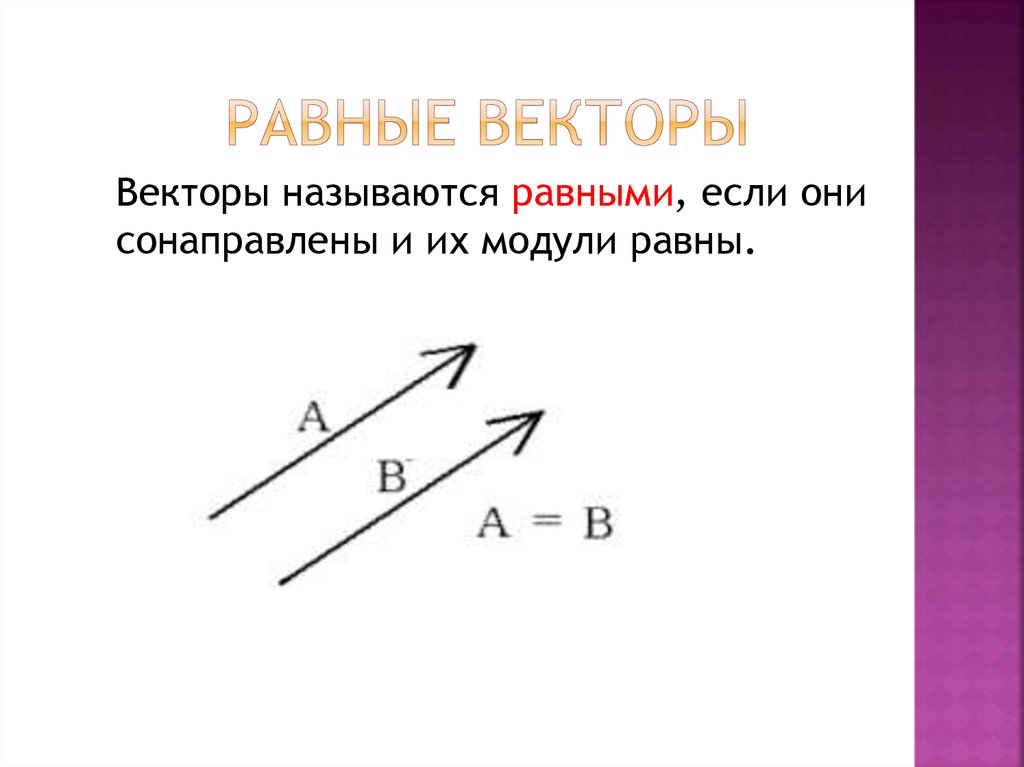 Определите равные векторы. Равные векторы. Векторы называются равными если они сонаправлены и их. Равные векторы рисунок. Векторы равны если.