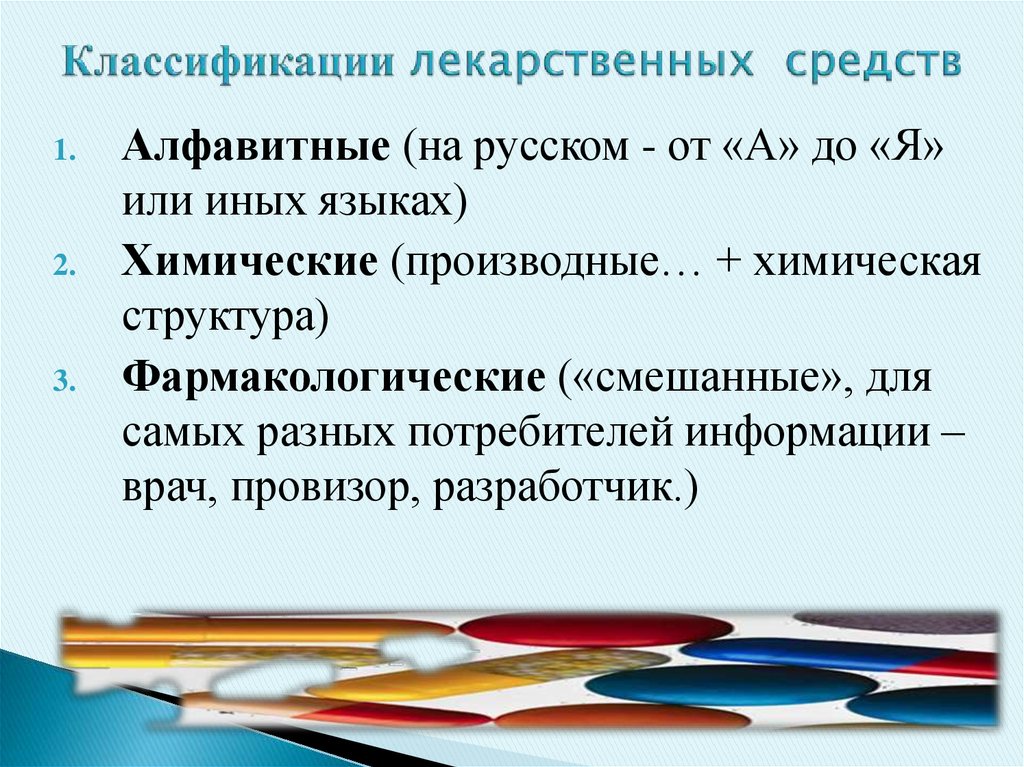 Классификации лекарственных средств