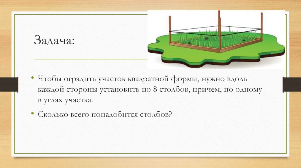 Определи сколько метров забора. Сколько столб нужно чтобы огородить 10 соток земли. Сколько нужно средств чтобы огородить участок. Задача необходимо огородить участок с домом. Далеко, на квадратной земле.