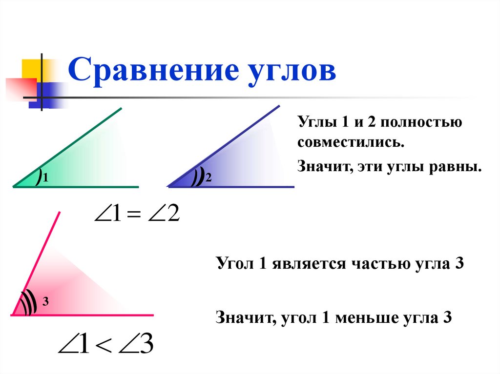1 сравнение углов. Сравнение углов измерение углов. Как сравнить отрезки в геометрии 7 класс. Как сравнивать углы 7 класс геометрия. Как сравнить углы наложением.