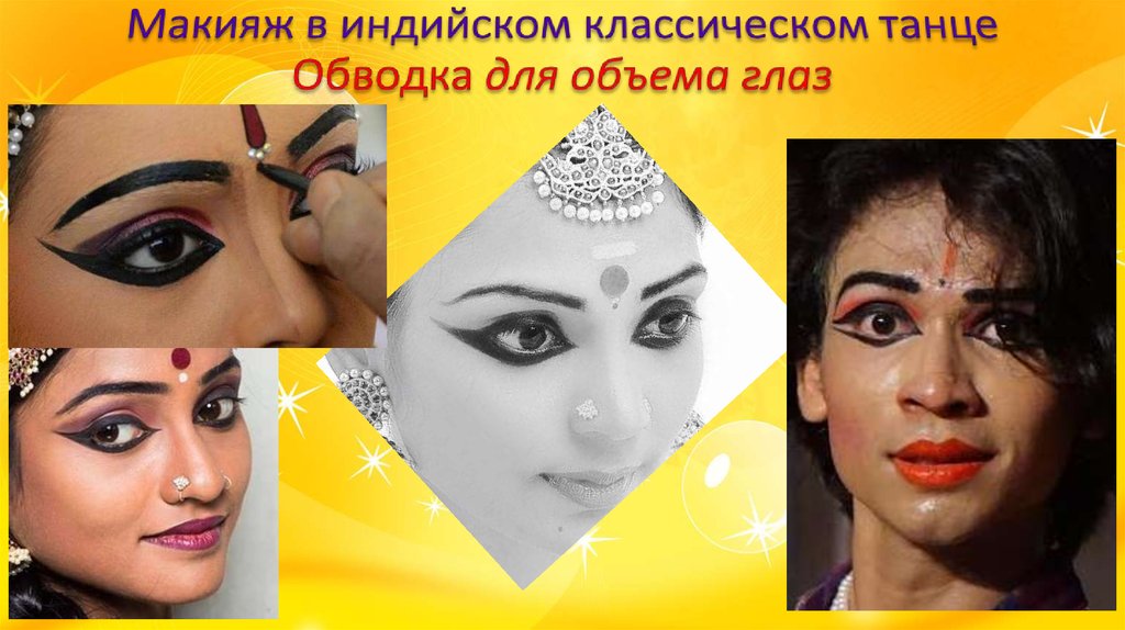 Макияж в индийском классическом танце Обводка для объема глаз