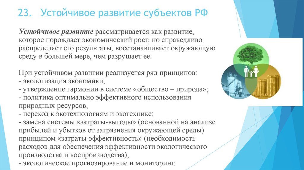 23. Устойчивое развитие субъектов РФ