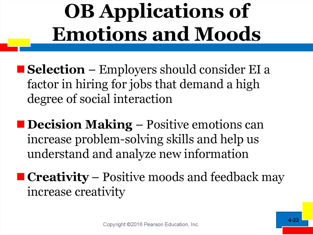 OB Applications of Emotions and Moods