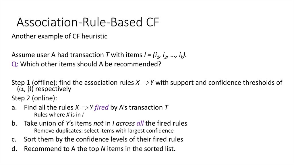 Association-Rule-Based CF