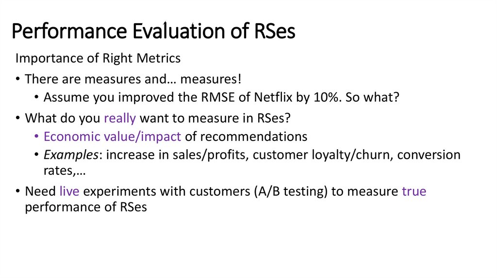 Performance Evaluation of RSes