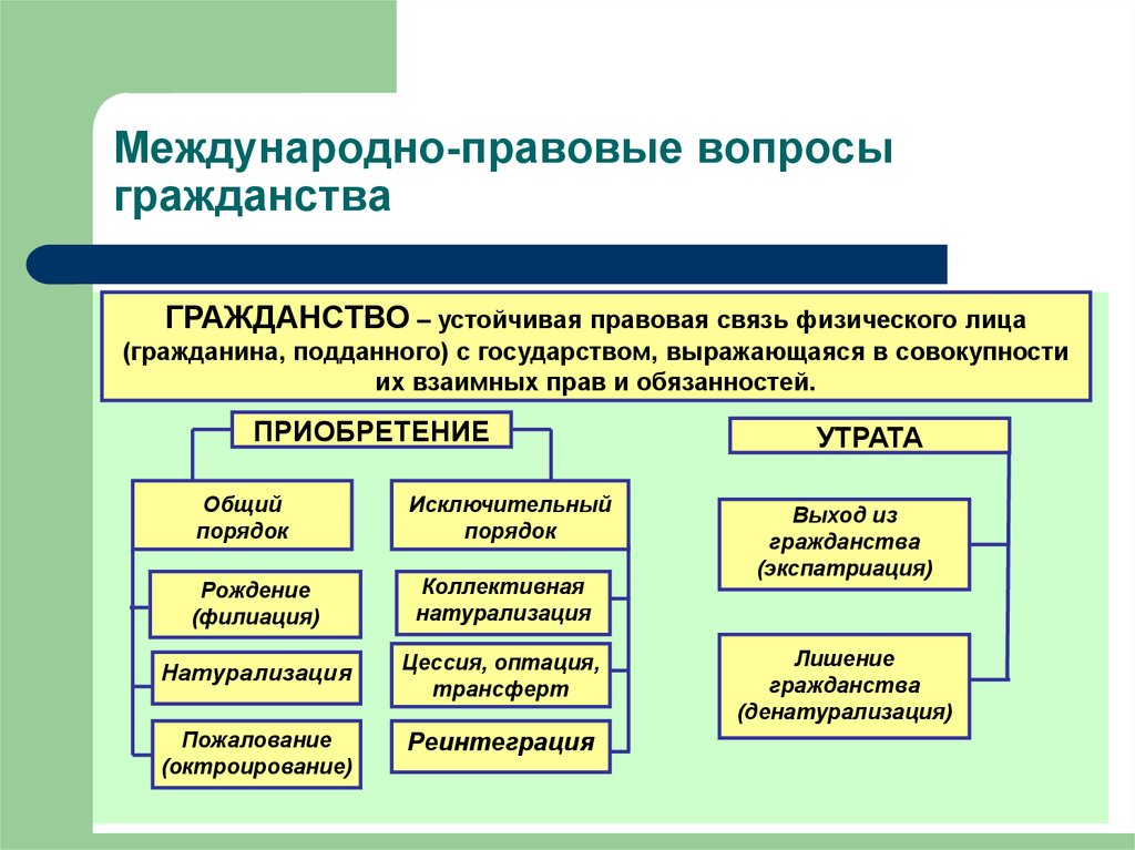 Гражданство как правовая категория презентация 10 класс право