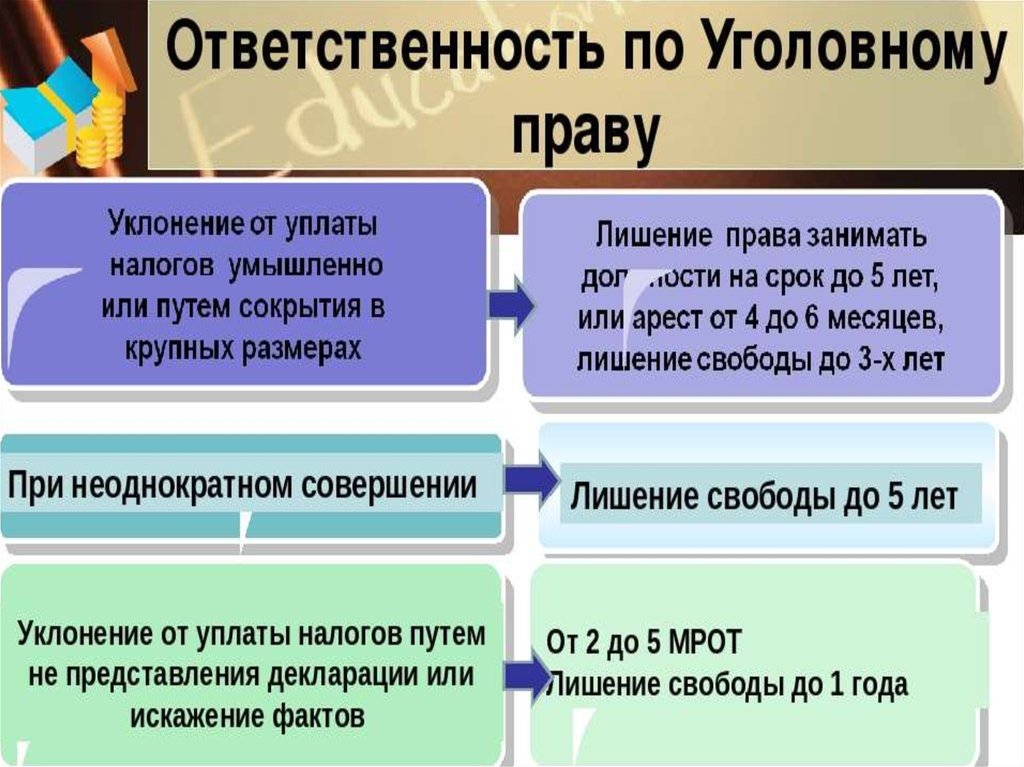 Ответственность за уклонение от уплаты налогов презентация 11 класс право