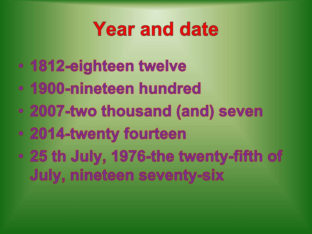 Year and date