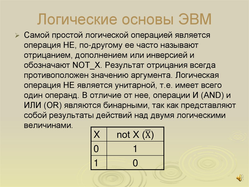 Логические основы эвм базовые логические операции и схемы