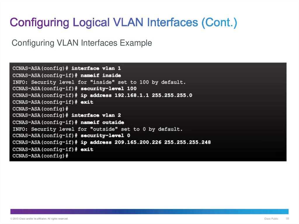 Configuring Logical VLAN Interfaces (Cont.)