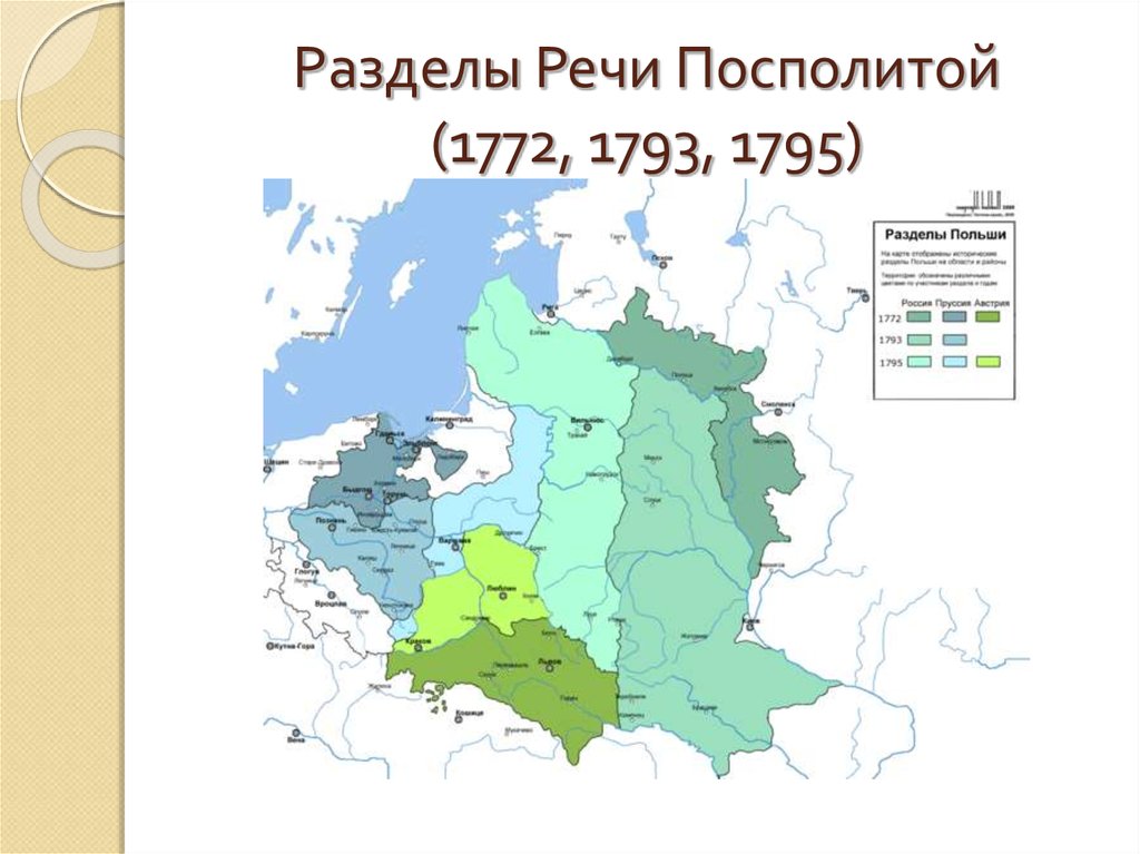 Разделы речи посполитой карта