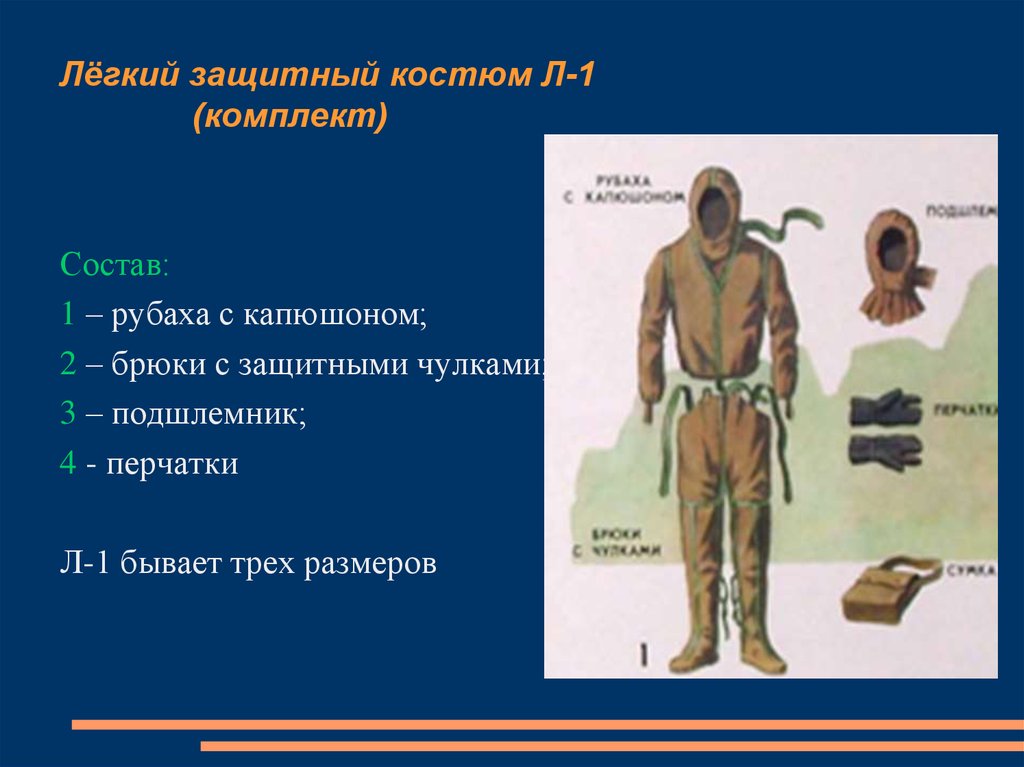 Надевание защитного костюма л 1. СИЗ ОЗК л1. Легкий защитный костюм л-1. Легкий защитный костюм л-1 (состав, Назначение, принцип действия). Защитный общевойсковой костюм л-1 или л-2.