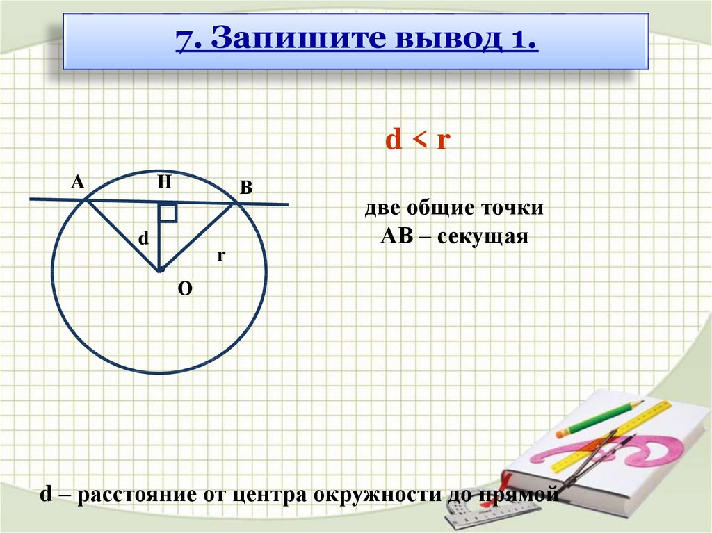 Прямая перпендикулярна окружности