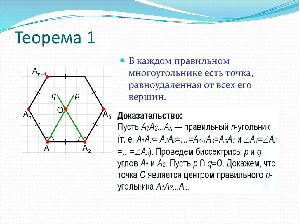 Докажите что сторона правильного. Теорема многоугольника. Теорема правильного многоугольника. Правильный многоугольник доказательство. Вершины правильного многоугольника.