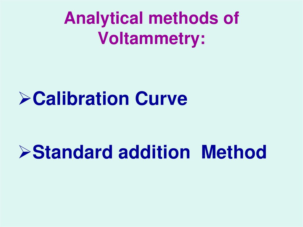 Analytical methods of Voltammetry: