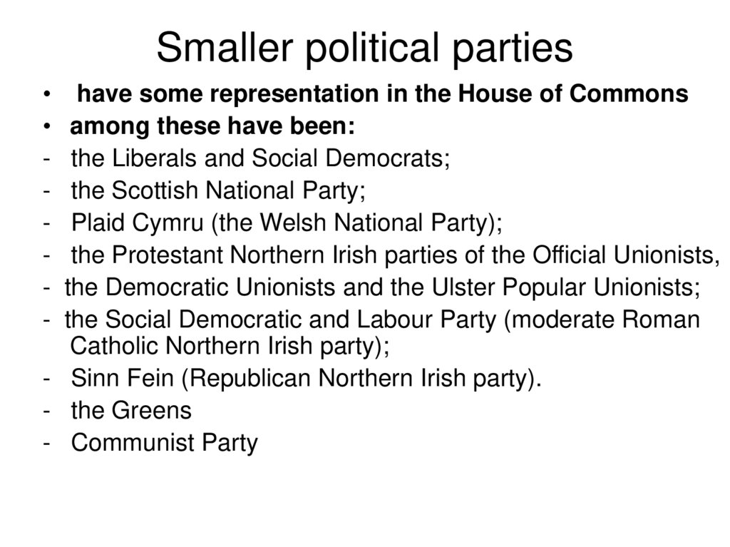 Smaller political parties