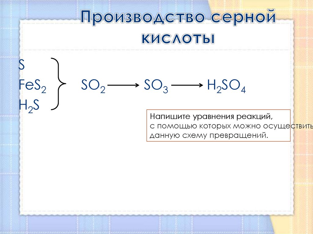 Схема серной кислоты