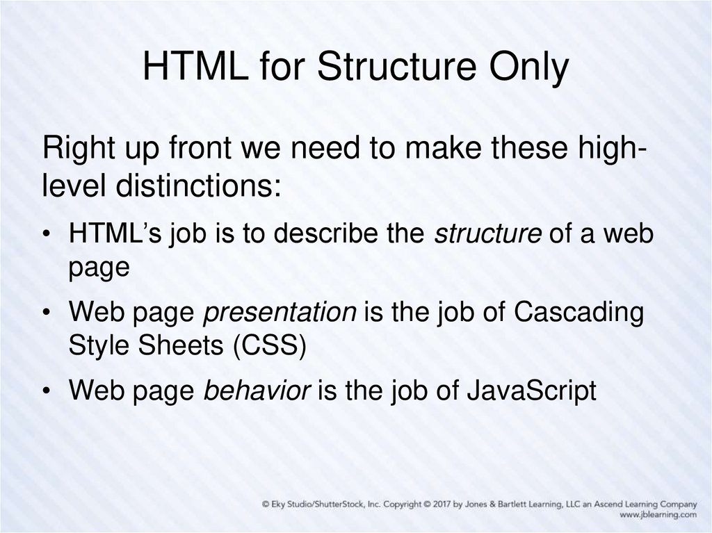 what is the difference between html structure and presentation