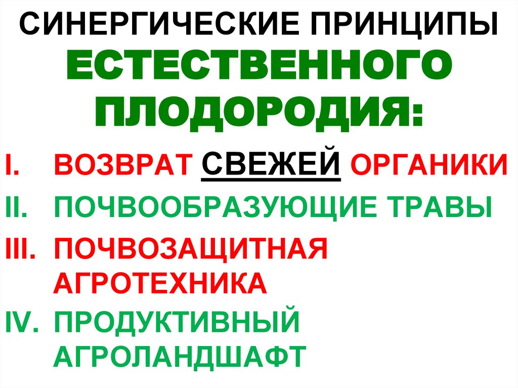 СИНЕРГИЧЕСКИЕ ПРИНЦИПЫ ЕСТЕСТВЕННОГО ПЛОДОРОДИЯ: