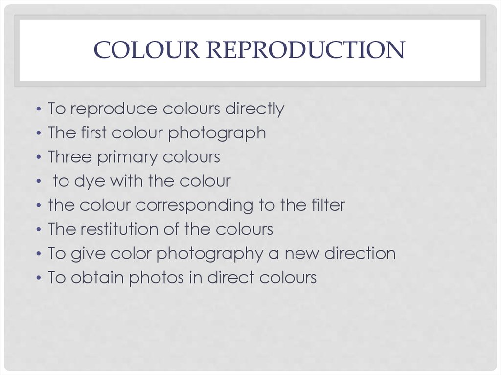 Colour reproduction