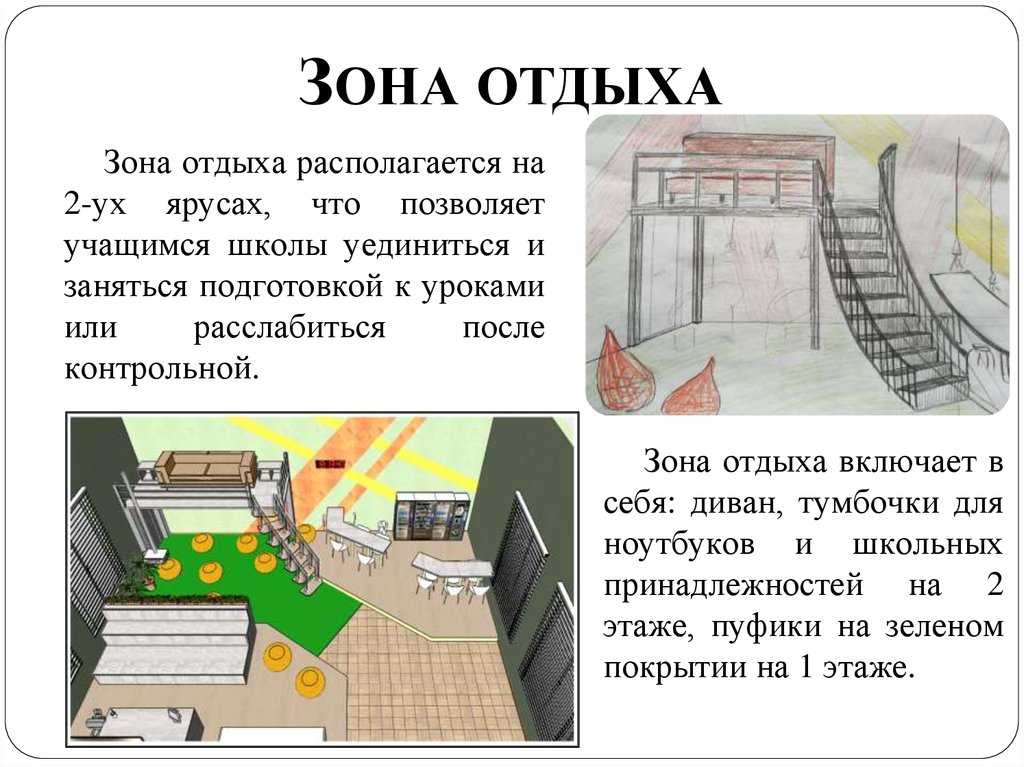 Проект зона отдыха в школе для школьников