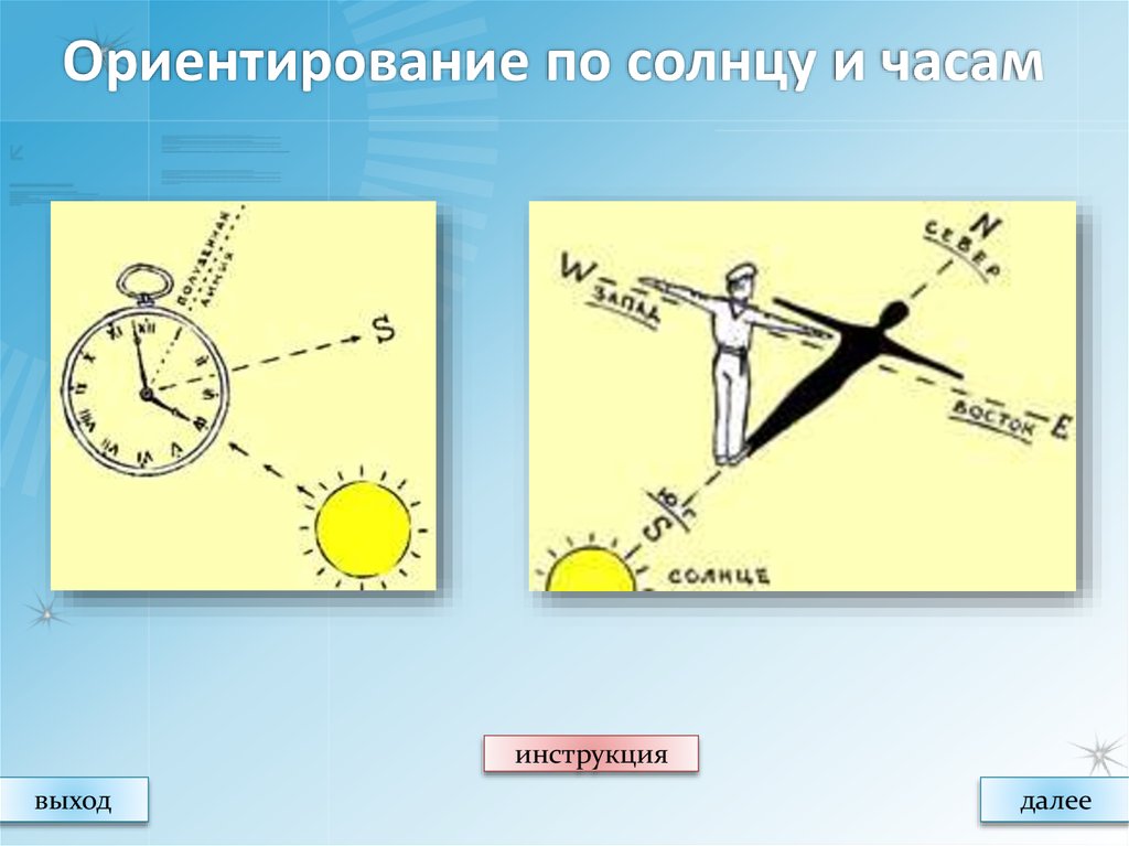 Способы ориентирования по солнцу