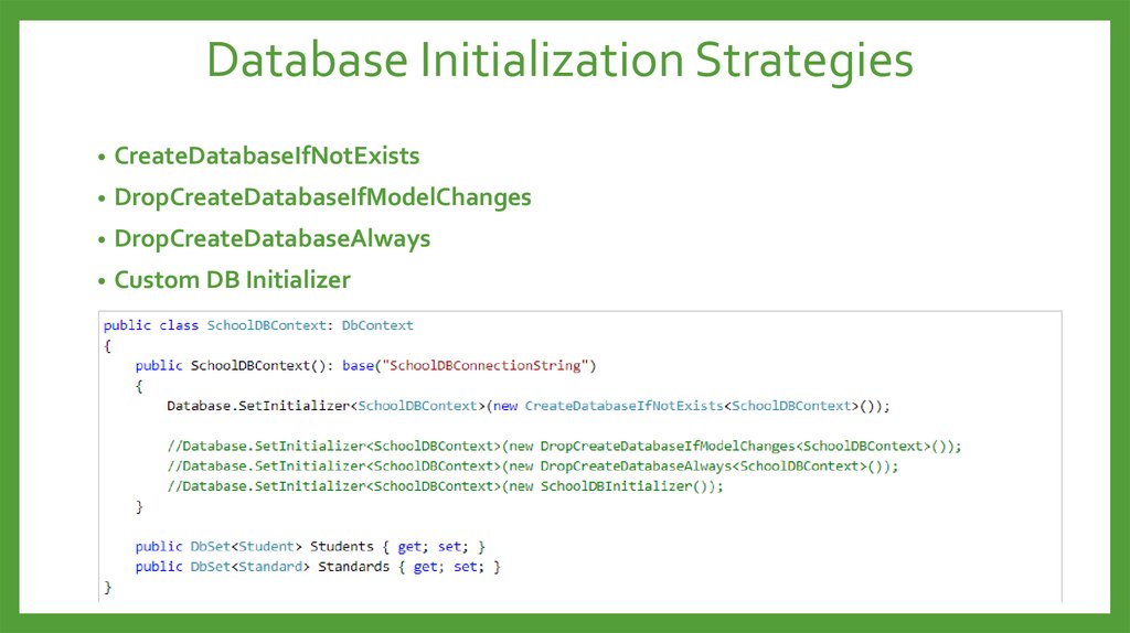 Database Initialization Strategies