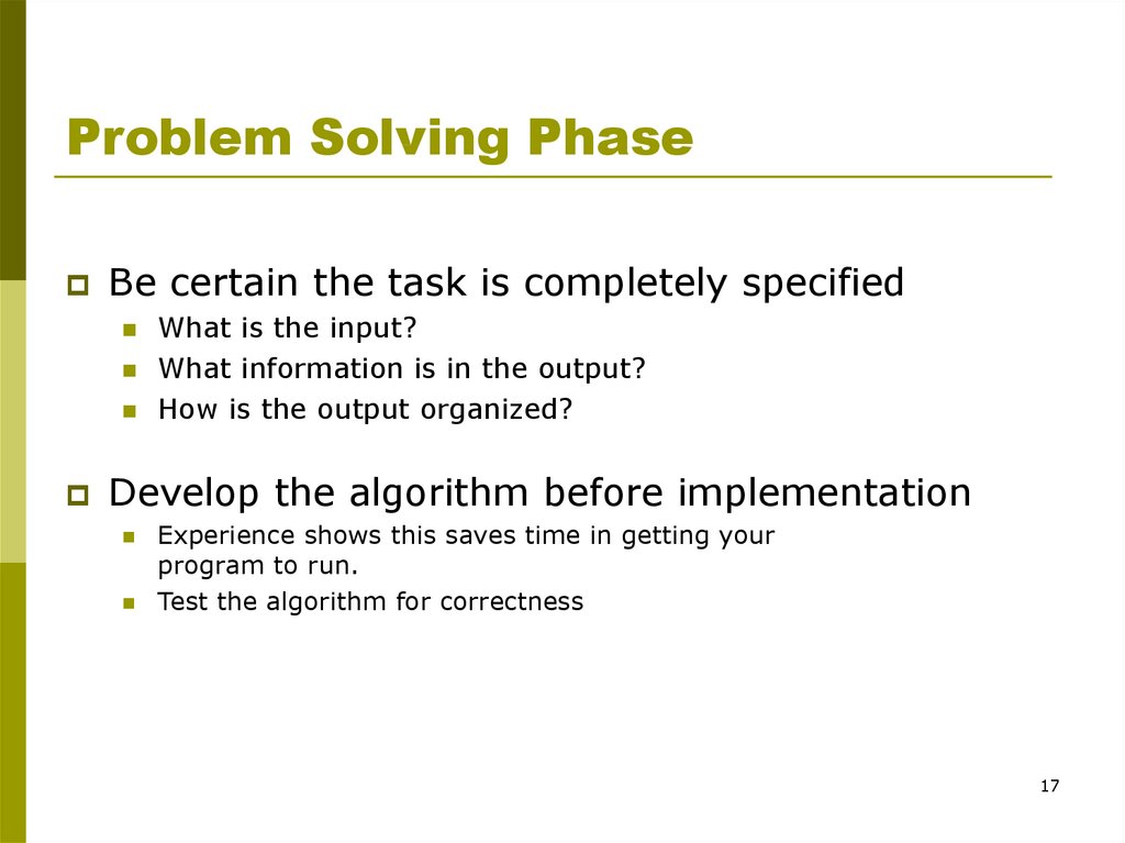 Problem Solving Phase