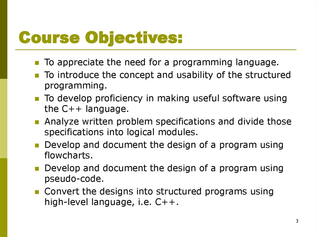 Course Objectives: