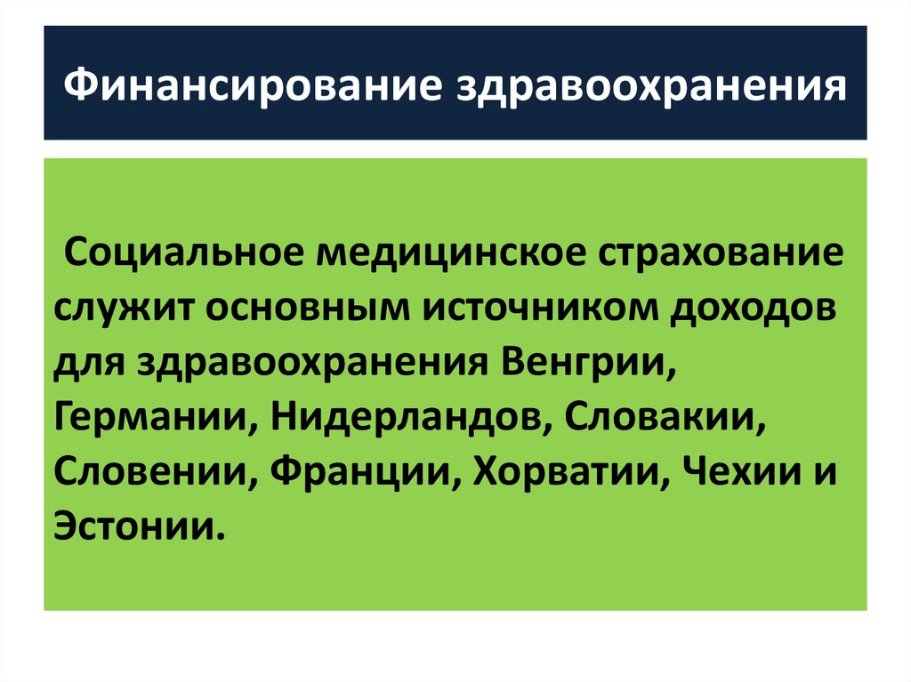 Модели финансирования здравоохранения презентация