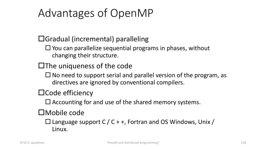 Advantages of OpenMP