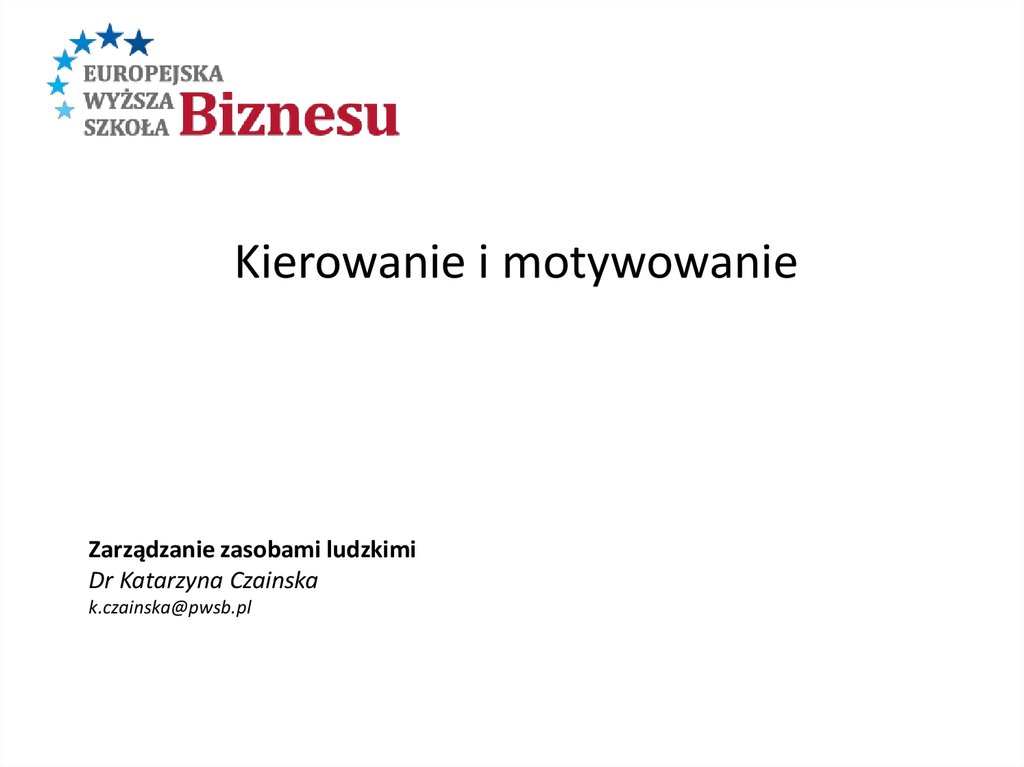 Kierowanie I Motywowanie Online Presentation