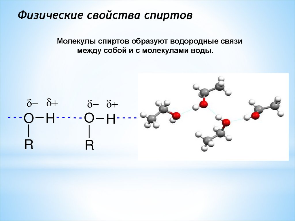 Водородная связь одноатомных спиртов