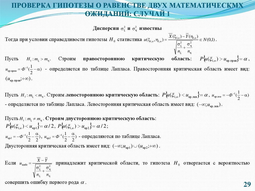 Проверка гипотез о средних