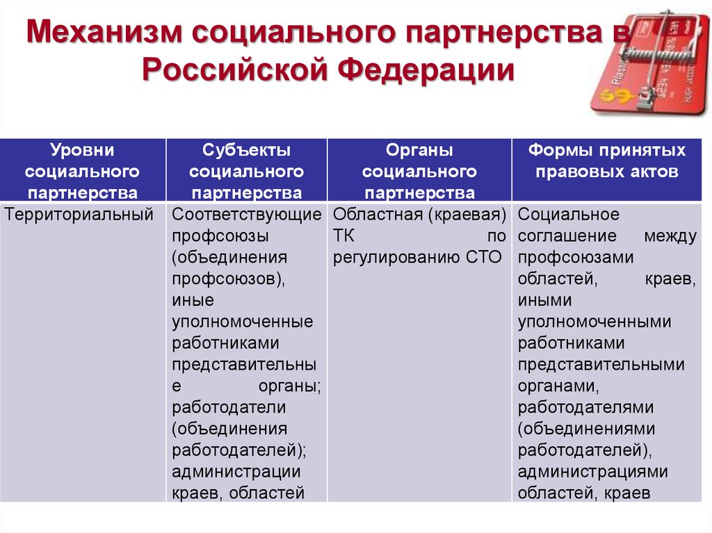 Схема органы социального партнерства