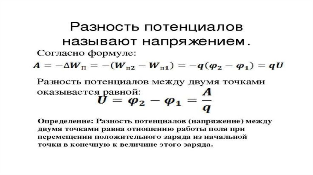 Разность потенциалов зарядов