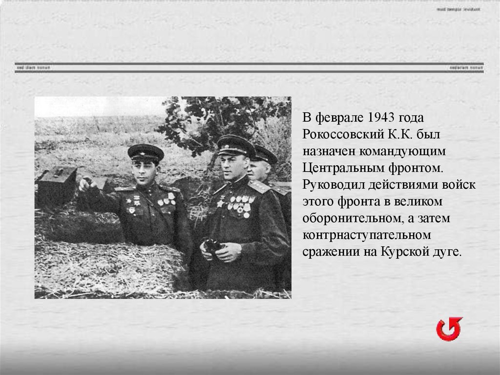 Рокоссовский какая битва. Командующий центральным фронтом в 1943.