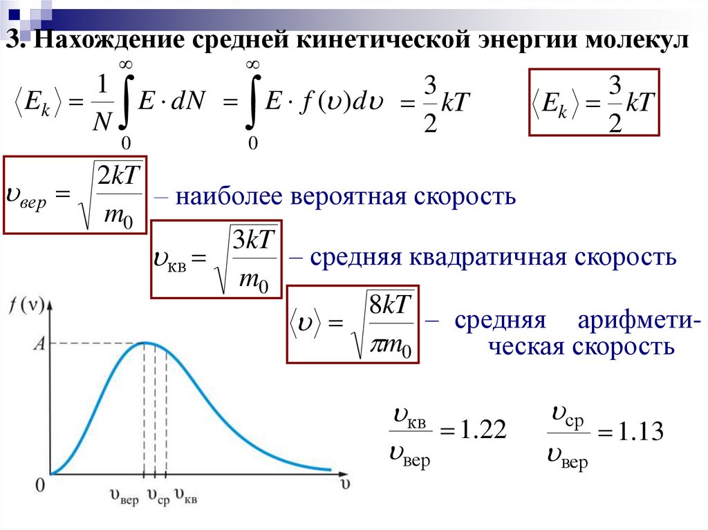 Средняя кинетическая скорость молекул. Средняя среднеквадратичная и наиболее вероятная скорости молекул. Наиболее вероятная скорость. Наиболее вероятная скорость молекул формула. Наиболее вероятная кинетическая энергия молекул.