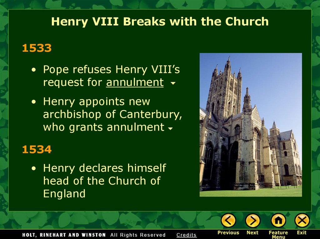 Henry VIII Breaks with the Church