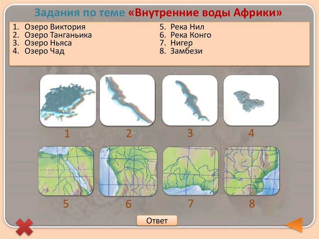 Изображение внутренних вод на карте