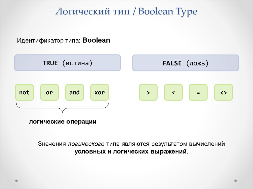 Логический тип / Boolean Type