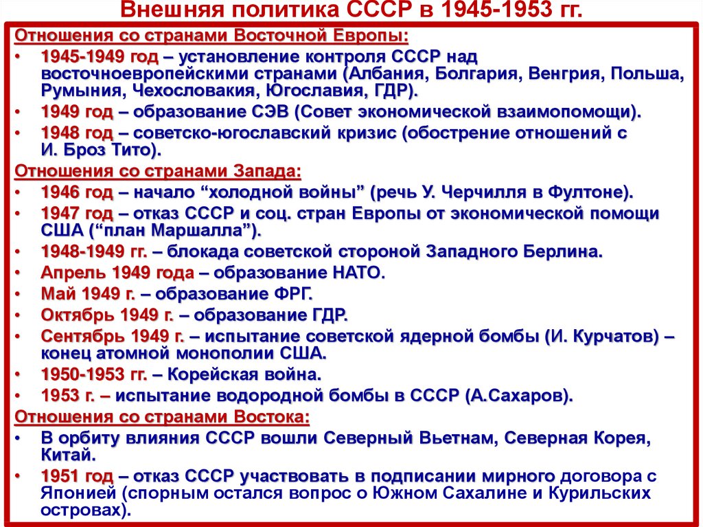 Внешняя политика СССР в 1945-1953 гг.