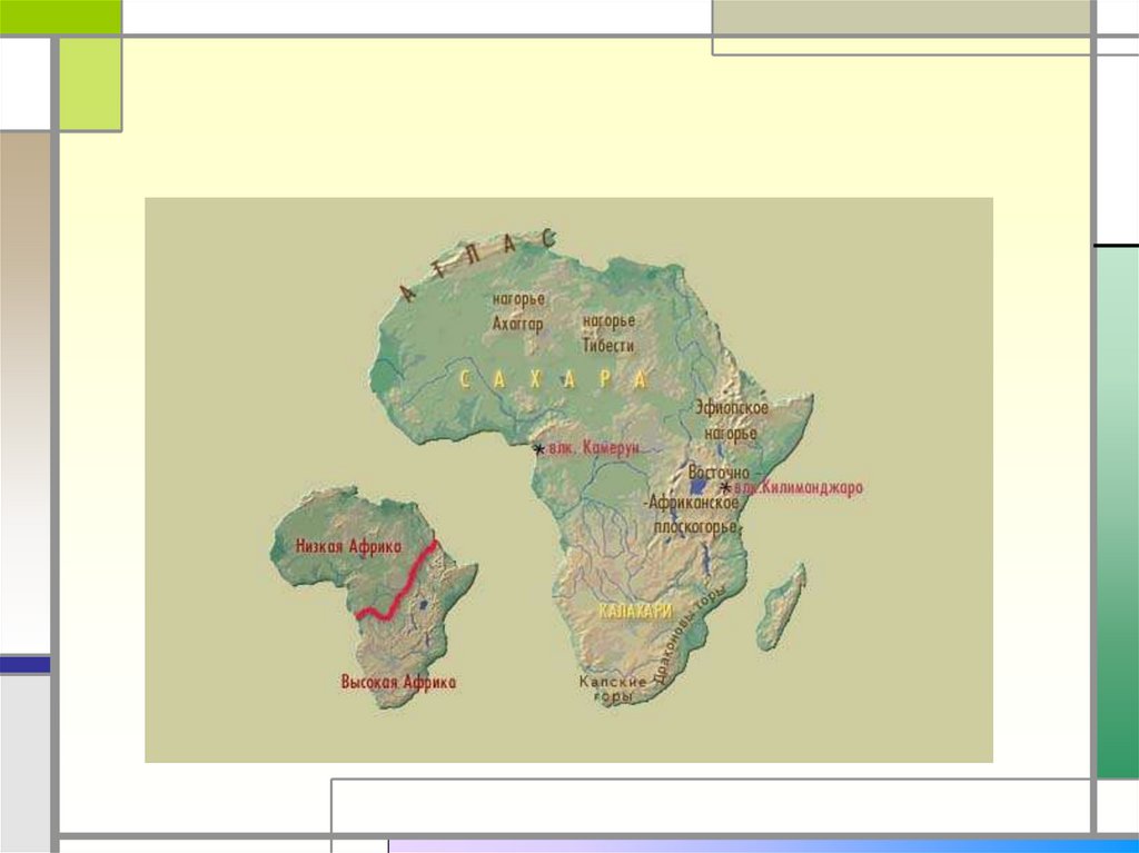 Карта африки рельеф и полезные ископаемые
