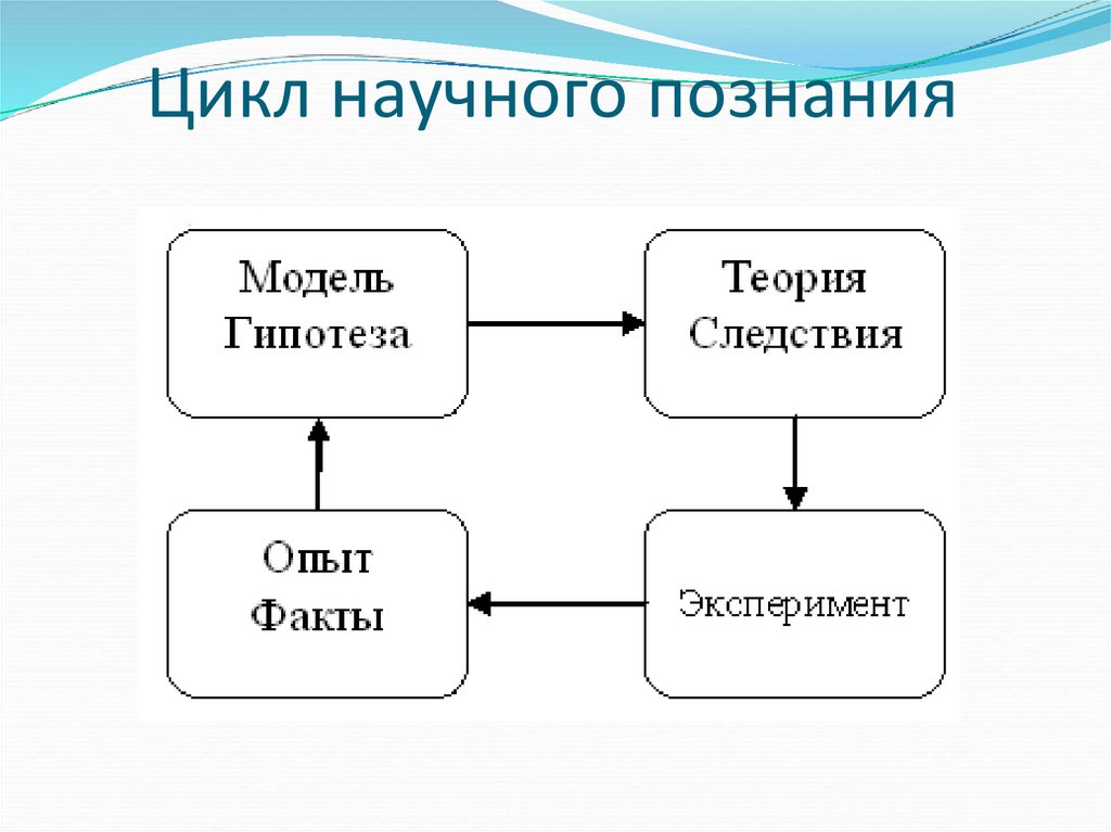 Схема научного познания включает следующие этапы